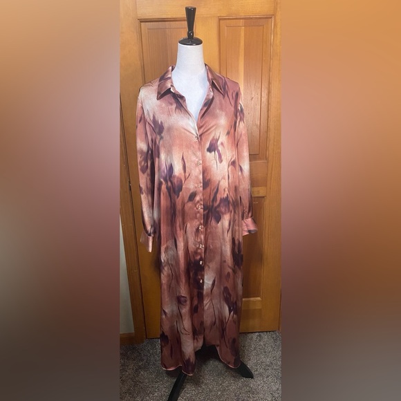 ZARA FLORAL TIE-DYE SHIRT DRESS - Picture 2 of 5